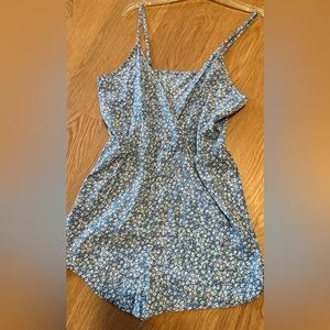 Floral Blue Women's Romper/ dress with shorts connected